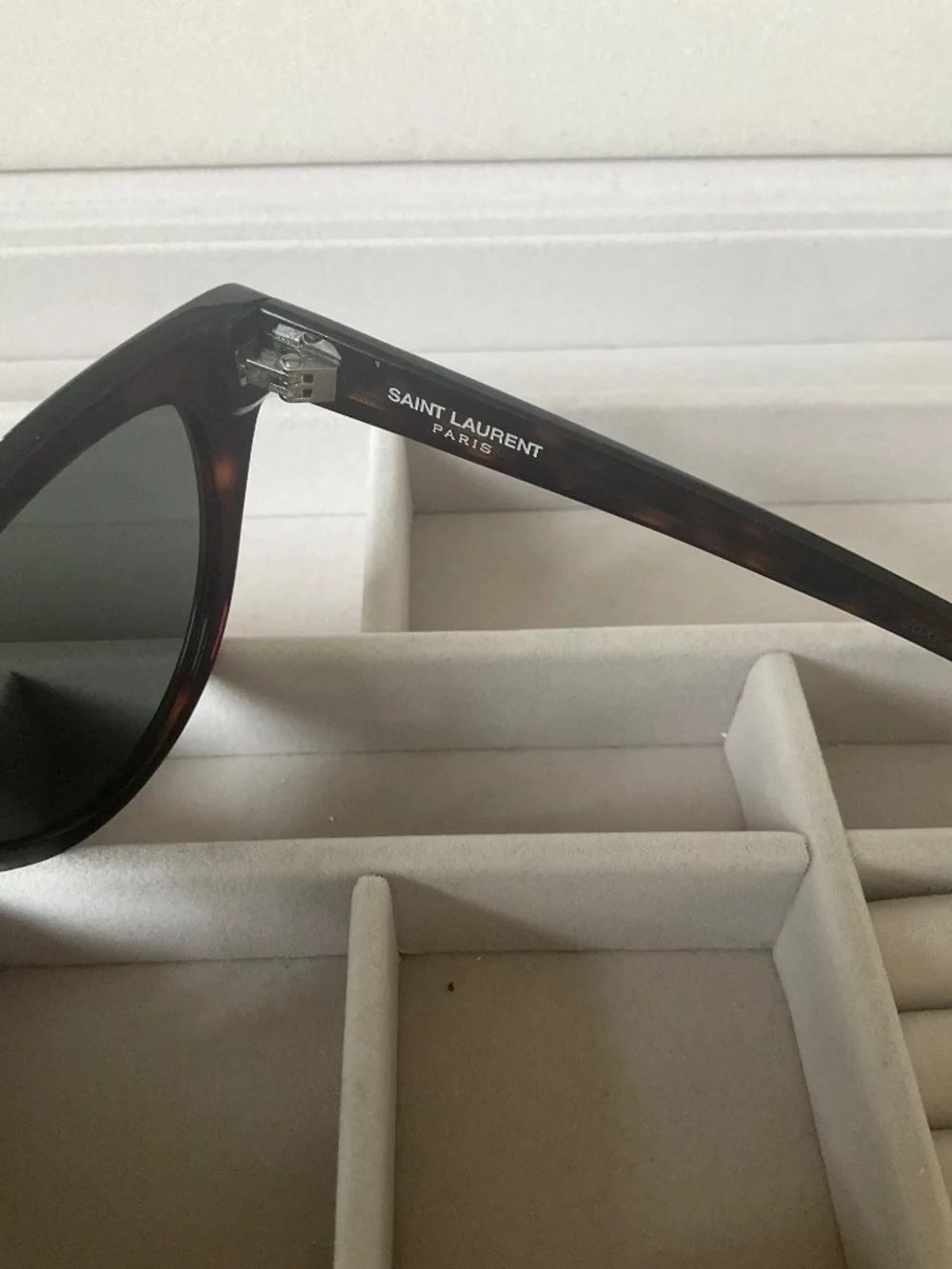 SAINT LAURENT 425 YSL SL425 003 Brown Havana Green Cat Eye Classic Sunglasses